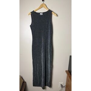 Jalate Black Silver Shimmer Sheath Column Dress Womens S